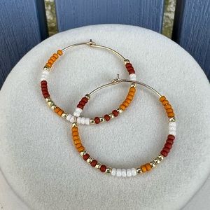 Pumpkin Spice Earrings with Miyuki Beads on 14k Gold Filled Wire Hoops